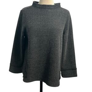 HABITAT Soft Gray Two Tone Patch Fleece Wide Crewneck Relaxed Fit Top Size Small